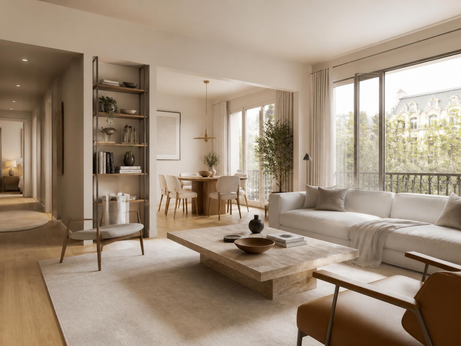 Interior study — trilocale (two-bedroom apartment)
